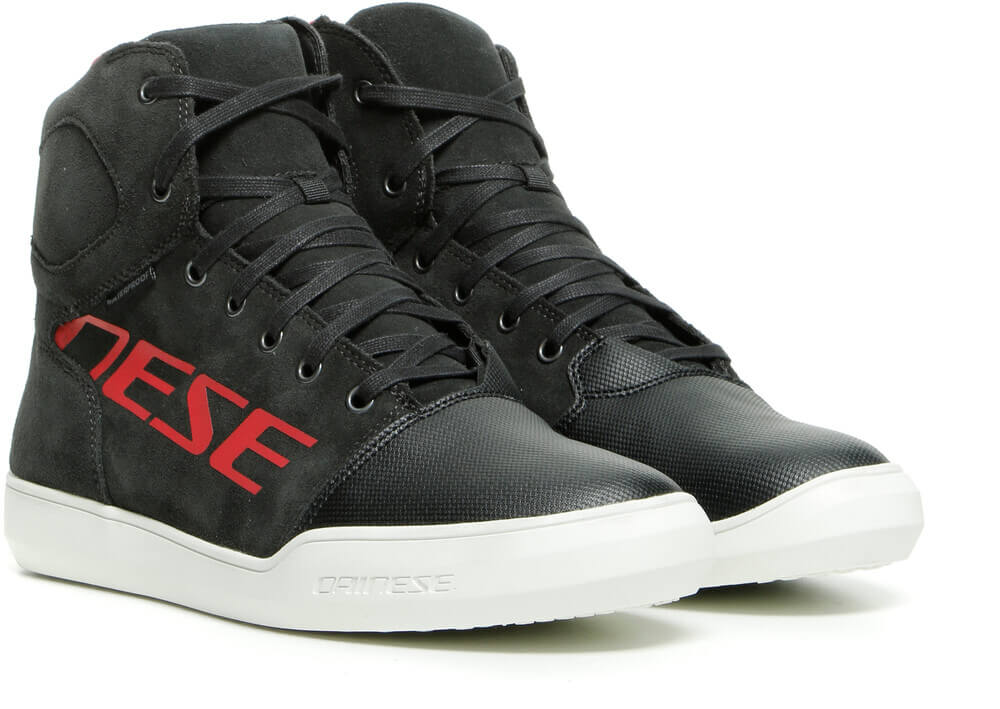 Dainese York D-WP Shoes Dark Carbon/Red 08D - Worldwide Shipping!