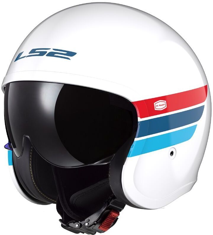 LS2 OF599 Spitfire II Retro White Blue Red Worldwide Shipping! - Main Image
