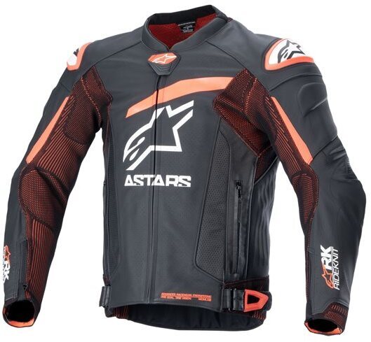 Alpinestars GP Plus R V4 Rideknit Leather Jacket Black Red Fluo