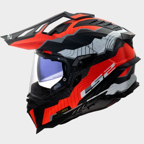 LS2 MX701 Explorer Carbon Trick White Red - Worldwide Shipping!