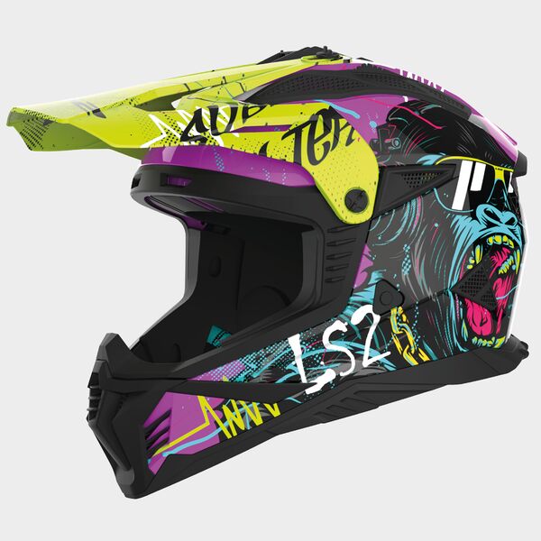 LS2 MX708 Fast II Gorilla Purple Fluo Yellow - Worldwide Shipping!