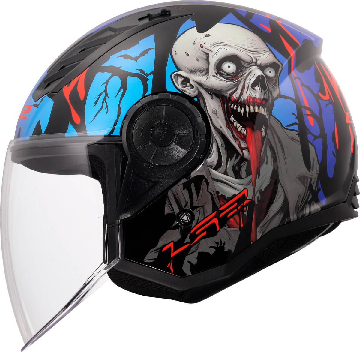 LS2 OF616 Airflow II Zombie Ii Black Red Blue-06 - Worldwide Shipping!
