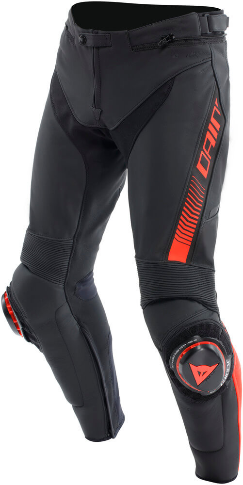 Dainese Super Speed Leather Trousers Black/Red-Fluo - Worldwide
