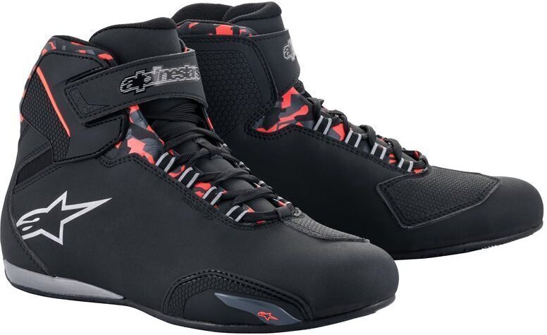 Alpinestars Sektor Waterproof Shoes Black Dark Gray Red Fluo 1118