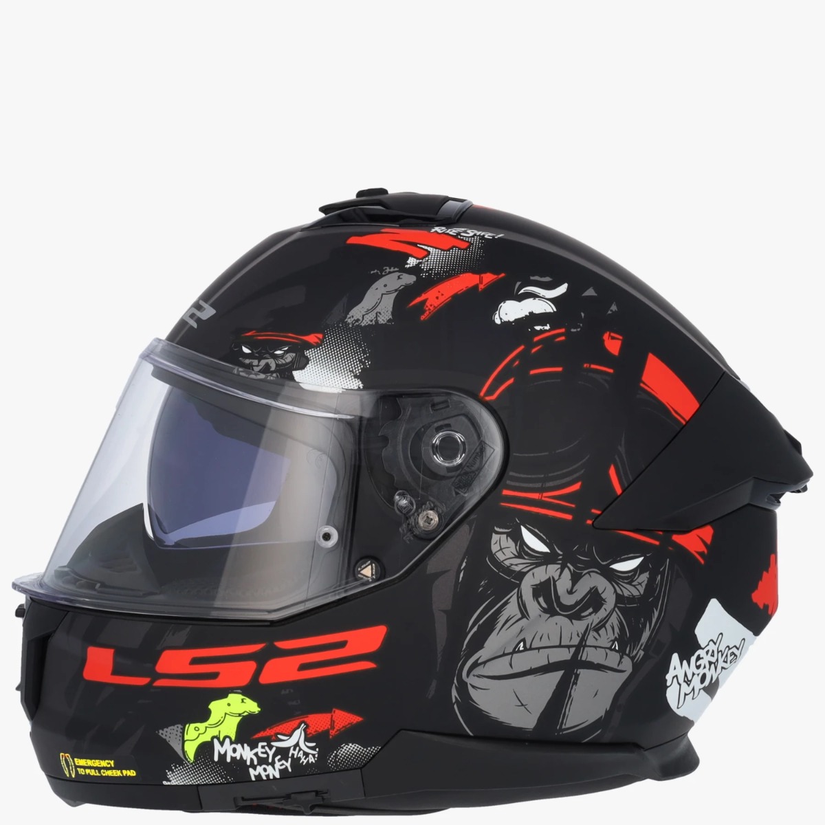 LS2 FF808 Stream II Angry Monkey Mat Black Red