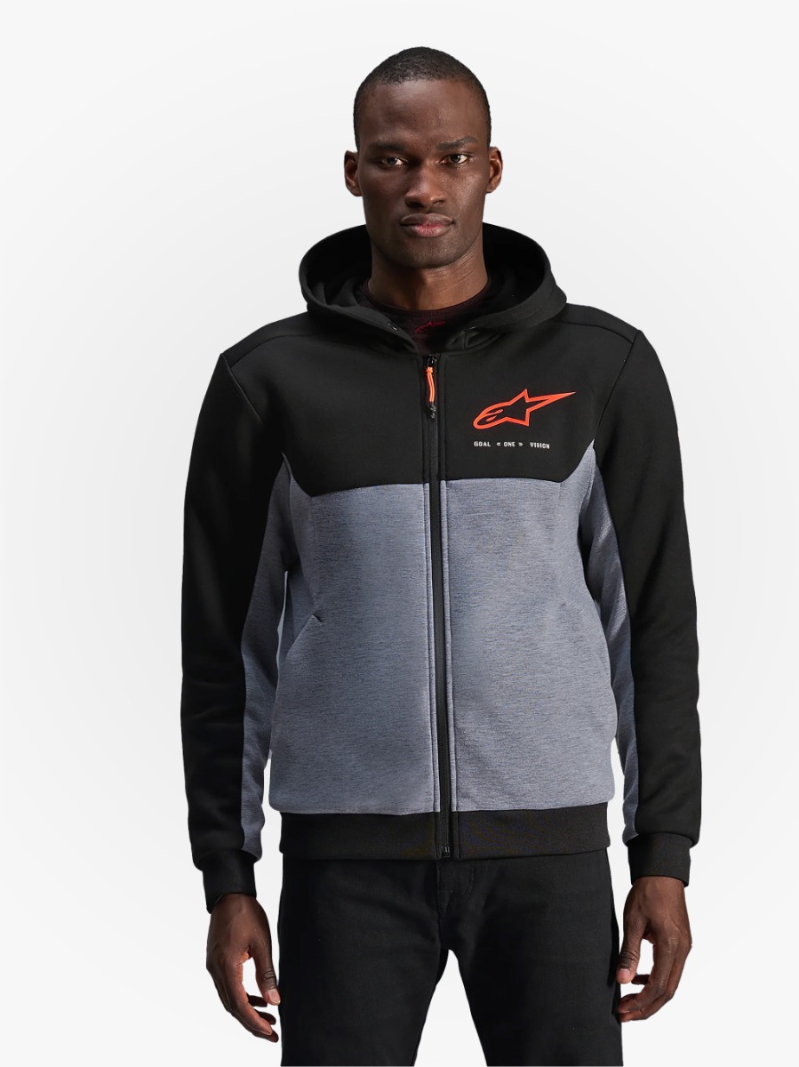 Alpinestars Chrome V2 Sport Hoodie Black Gray Heather Red Fluo 1473