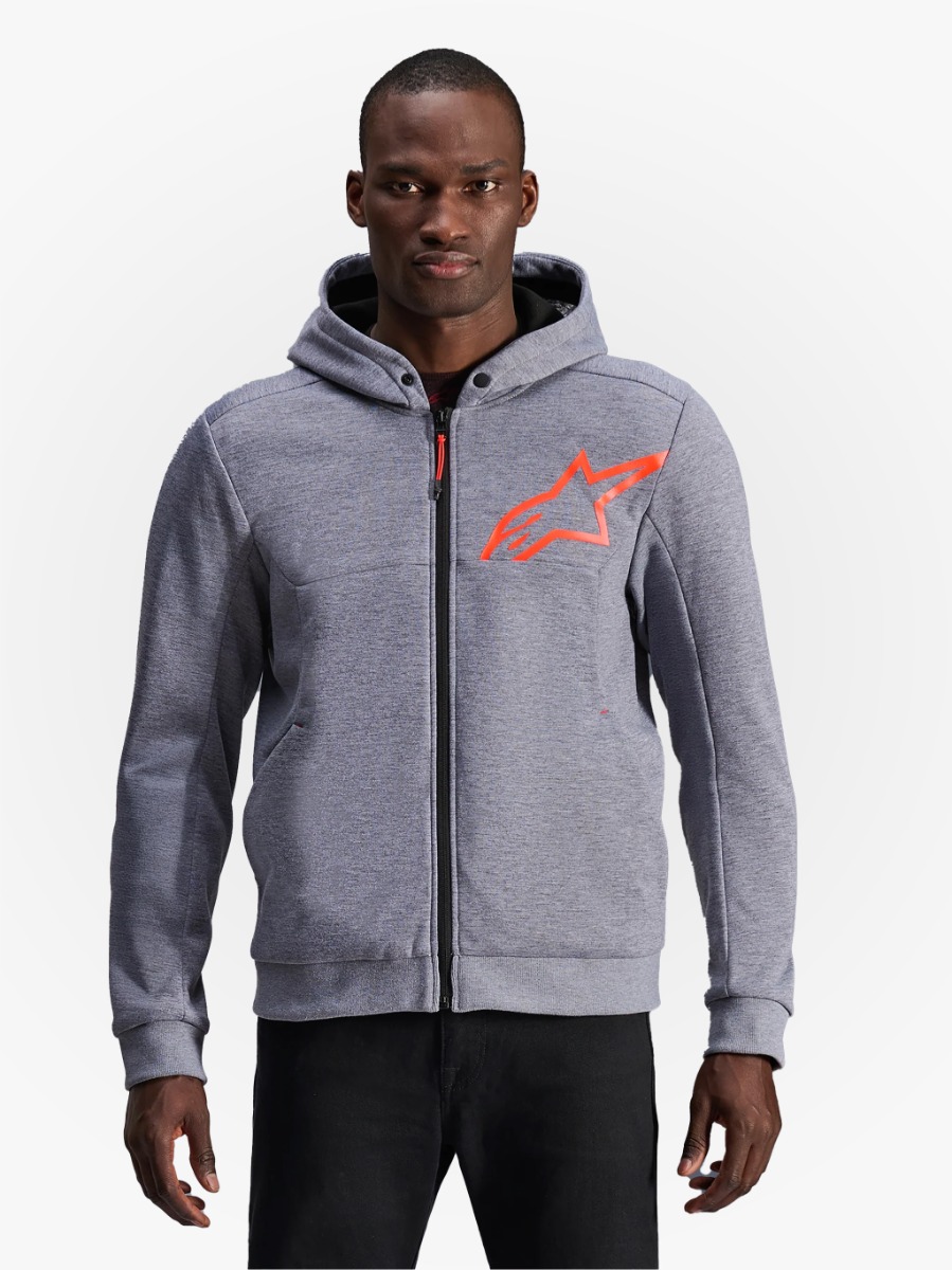 Alpinestars Chrome V2 Sport Hoodie Gray Heather Red Fluo 9199