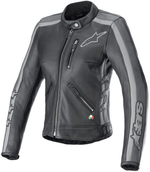 Alpinestars Stella Dyno Leather Jacket Black Tar Gray Dark Gray 1296