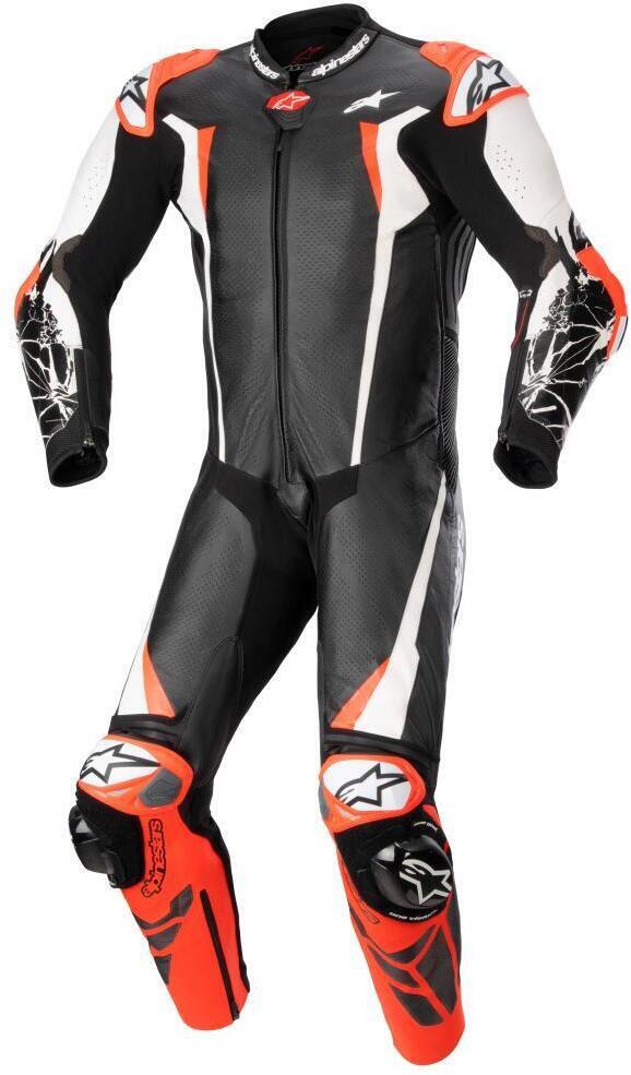 Alpinestars Racing Absolute V2 1 Pc Leather Suit Black White Red Fluo 1231