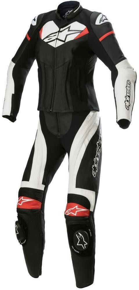 Alpinestars Stella Gp Plus 2 Pc Leather Suit Black White Bright Red 1304