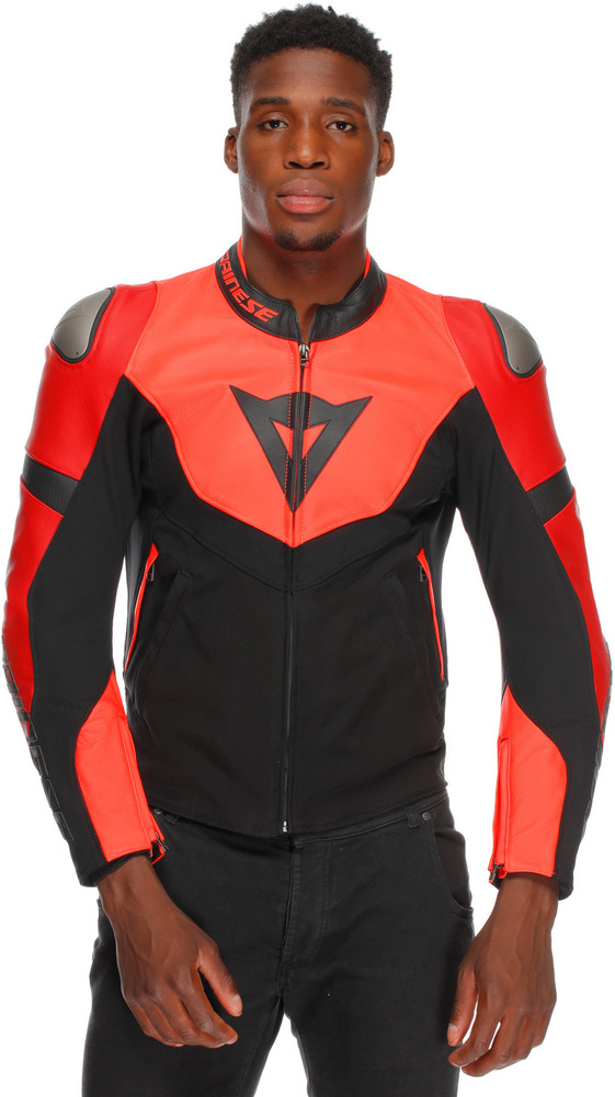 Dainese Iperattiva Leather-Tex Jacket Red-Fluo/Black 779