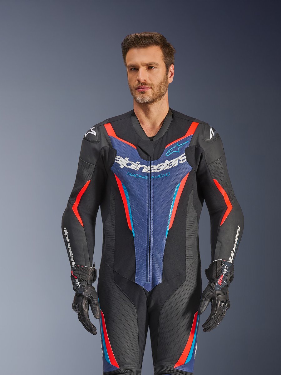 Alpinestars Gp Force V2 Leather Suit 1 Pc Black/Blue/Red Fluo