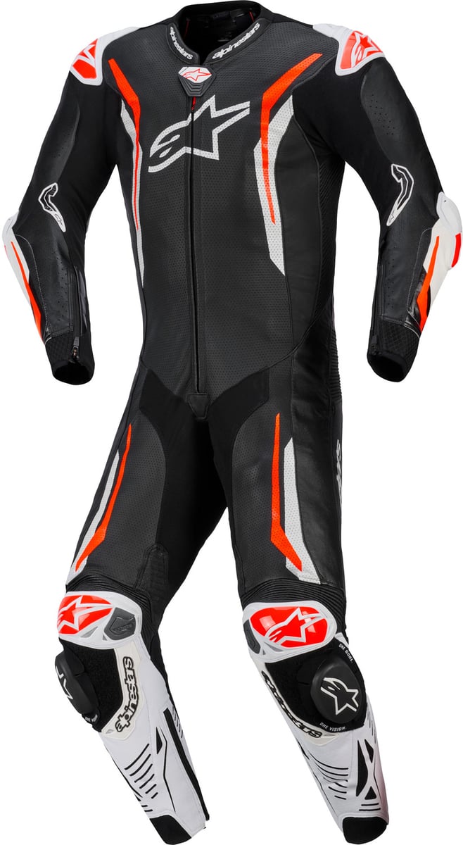 Alpinestars Gp Tech V5 1 Pc Lth Suit Racepak Black/White/Red Fluo