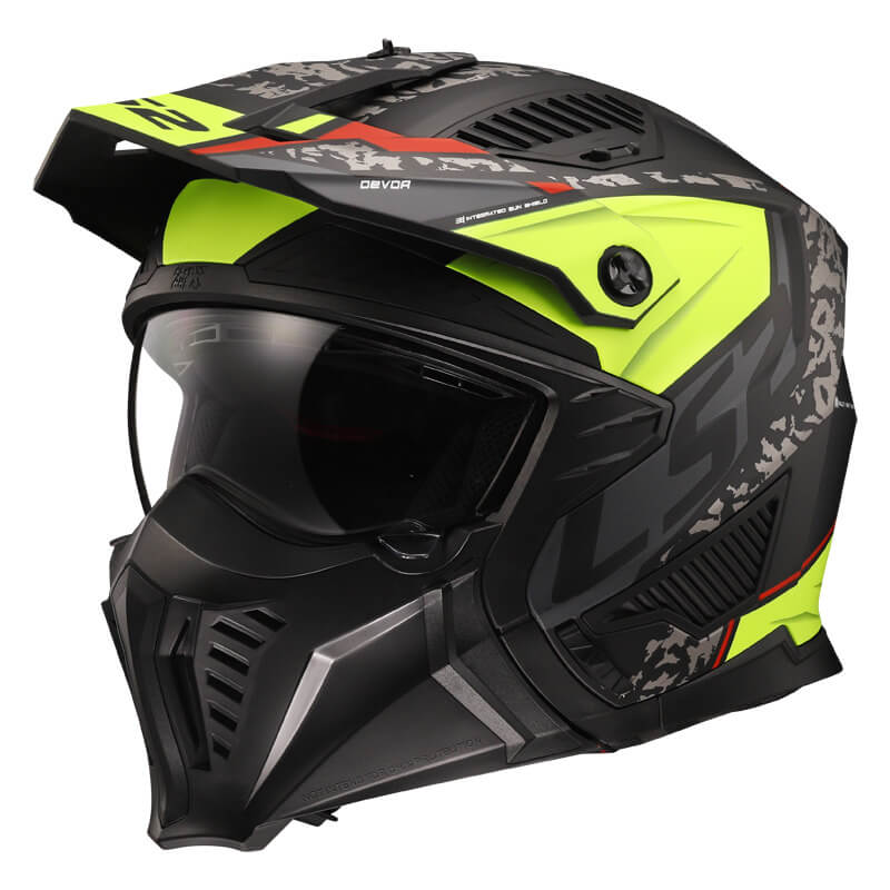 LS2 OF606 Drifter Devor Matt Black Fluo Yellow 06