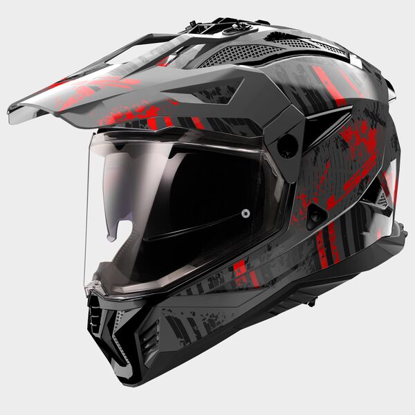 LS2 MX702 Pioneer II Crazy Matt Black Red