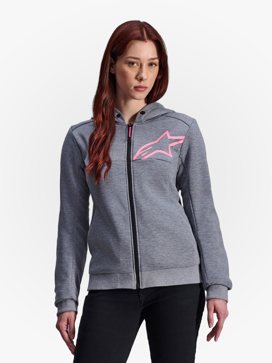 Alpinestars Stella Chrome V2 Hoodie Gray Heather/Pink Fluo 9197