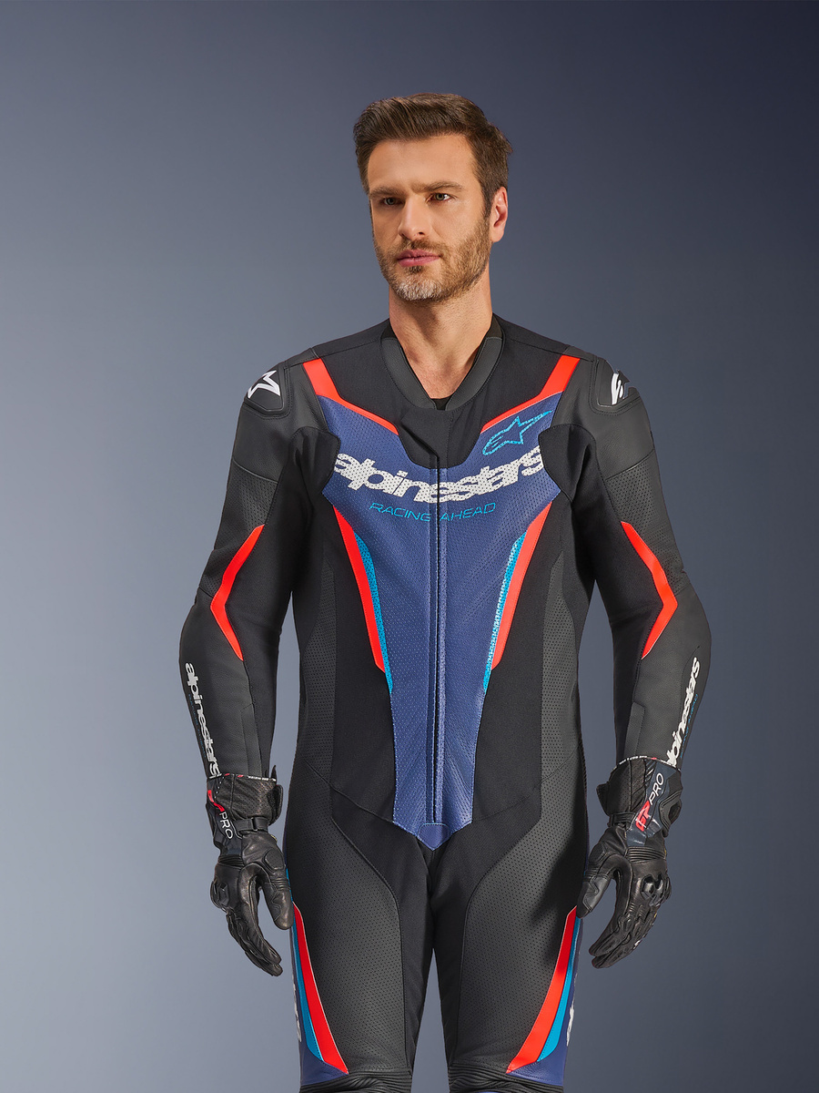 Alpinestars Gp Force V2 Leather Suit 1 Pc Black/Blue/Red Fluo