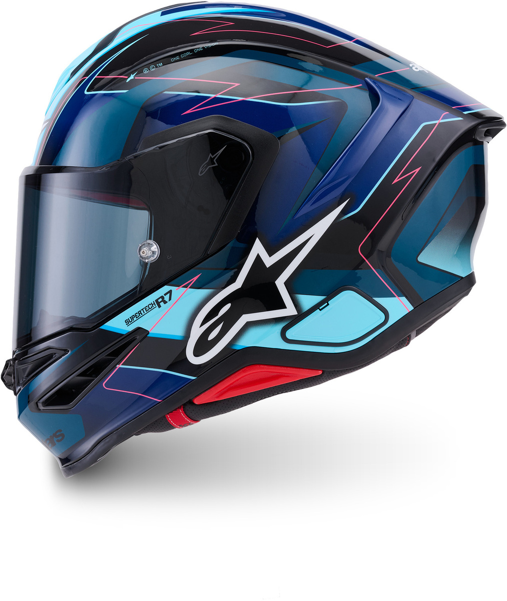Alpinestars S-R7 Kinetis Black Blue Pink Fluo White Glossy