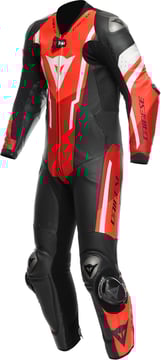Dainese Misano 3 Perforated D-Air 1Pc Leather Suit Black/Red/Fluo-Red