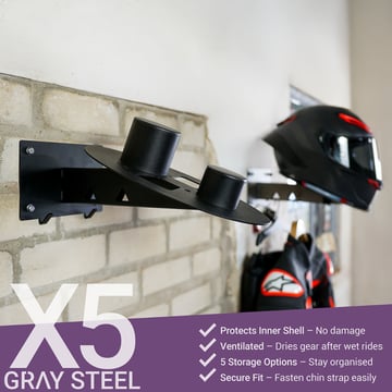 Gray Steel X5 Helmet & Gear wall mount Matt Black