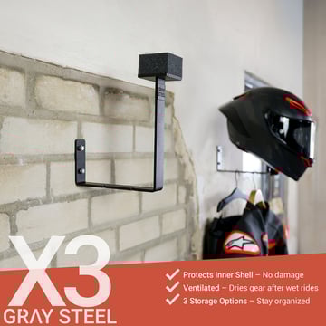 Gray Steel X3 Helmet & Gear wall mount Matt Black