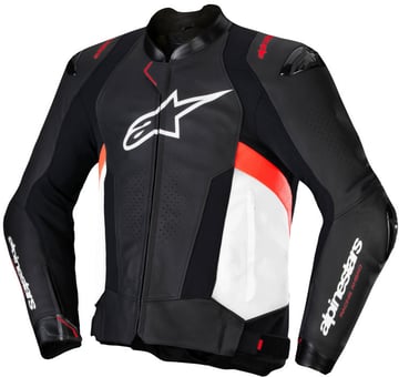 Alpinestars Missile V3 Leather Jacket Black White Red Fluo 1231