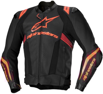 Alpinestars Missile V3 Ignition Leather Jacket Black Red Fluo Dark Red 1365