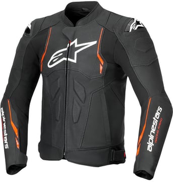 Alpinestars Dusk Airflow Leather Jacket Black Red Fluo 1030