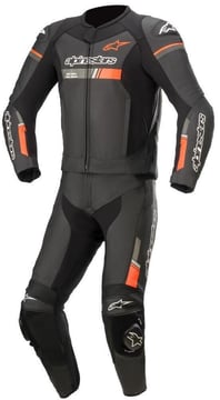Alpinestars Gp Force Chaser Leather Suit 2 Pc Black Red Fluo 1030