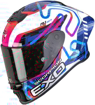Scorpion EXO-R1 EVO II AIR Cornering White/Blue/Pink