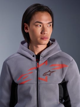 Alpinestars Chrome Superairflow Motorhoodie Black/Mid Gray/Red Fluo