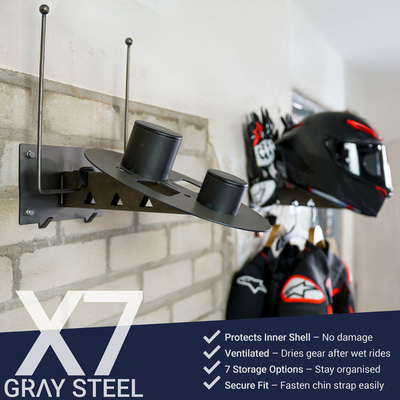 Gray Steel X7 Helmet & Gear wall mount Gun Metal Gray Steel X7 Helmet & Gear wall mount Gun Metal