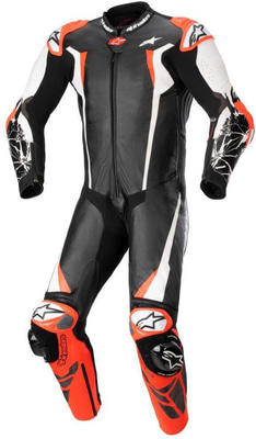 Alpinestars Racing Absolute V2 1 Pc Leather Suit Black White Red Fluo 1231