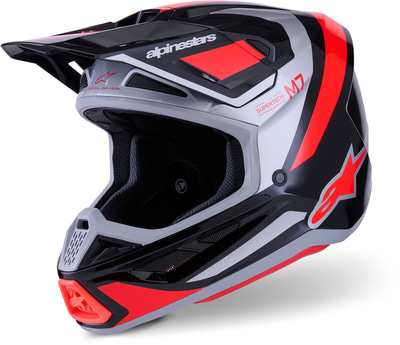 Alpinestars S-M7 Rise Black Silver Red Fluo Glossy 1565