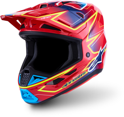 Alpinestars S-M7 Cast Red Yellow Fluo Blue Glossy 3226