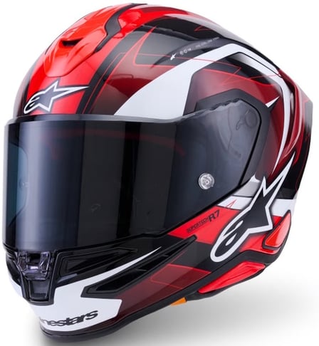 Alpinestars S-R7 Kinetis Black Red White Glossy - Worldwide Shipping!
