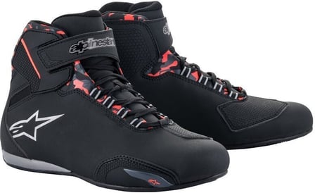 Alpinestars Sektor Waterproof Shoes Black Dark Gray Red Fluo 1118