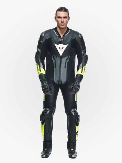 Dainese Misano 3 Perforated D-Air 1Pc Leather Suit Black/Anthracite/Fluo-Yellow
