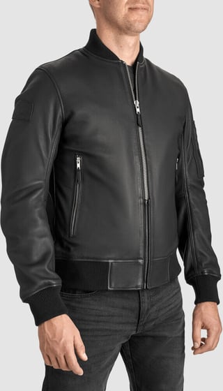 Pando Moto Falcon Leather Aviator Jacket Black