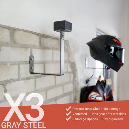 Gray Steel X3 Helmet & Gear wall mount Gun Metal