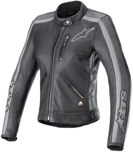 Alpinestars Stella Dyno Leather Jacket Black Tar Gray Dark Gray 1296
