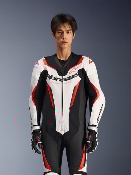 Alpinestars Gp Force V2 Leather Suit 1 Pc White/Black/Red Fluo