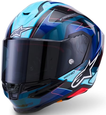 Alpinestars S-R7 Kinetis Blackk Blue Pink Fluo White Glossy