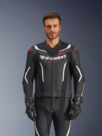 Alpinestars Gp Force V2 Leather Suit 2 Pc Racepak Black/White/Red Fluo