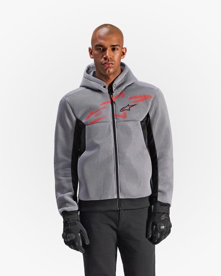 Alpinestars Chrome Superairflow Motorhoodie Black/Mid Gray/Red Fluo