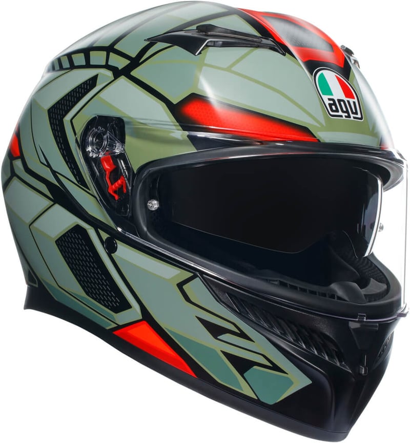 AGV K3 2023 Decept Matt Black/Green/Red - Worldwide Shipping!
