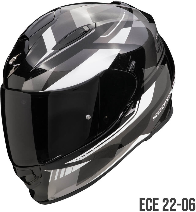 scorpion black white lines liquid helmet xxl EXO Covert FX Full Face | The Litas 2 | profile%20shell%20has%20been%20aerodynamically%20tuned%20for%20motorcycle%20riding%2C%20minimizing%20both%20lift%20and%20turbulence%20for%20a%20smoother%2C%20quieter%2C%20and%20more%20stable%20ride Scorpion EXO-491 Abilis Black/Silver/White -