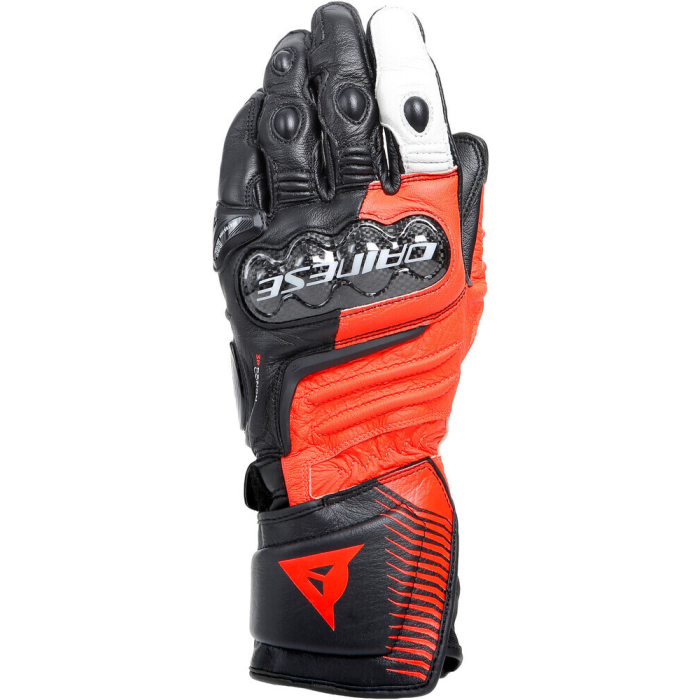Dainese Carbon 4 Long Leather Gloves Fluo Red W12