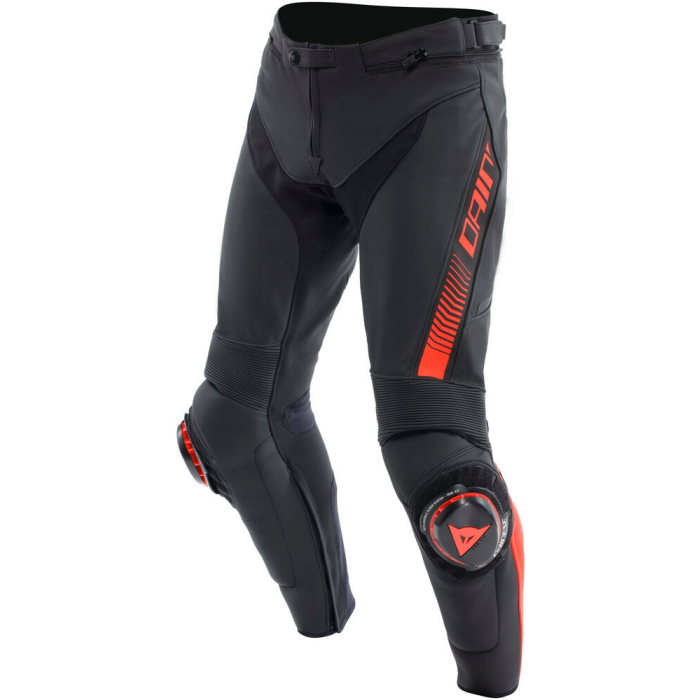 Dainese Super Speed Leather Trousers Black/Red-Fluo