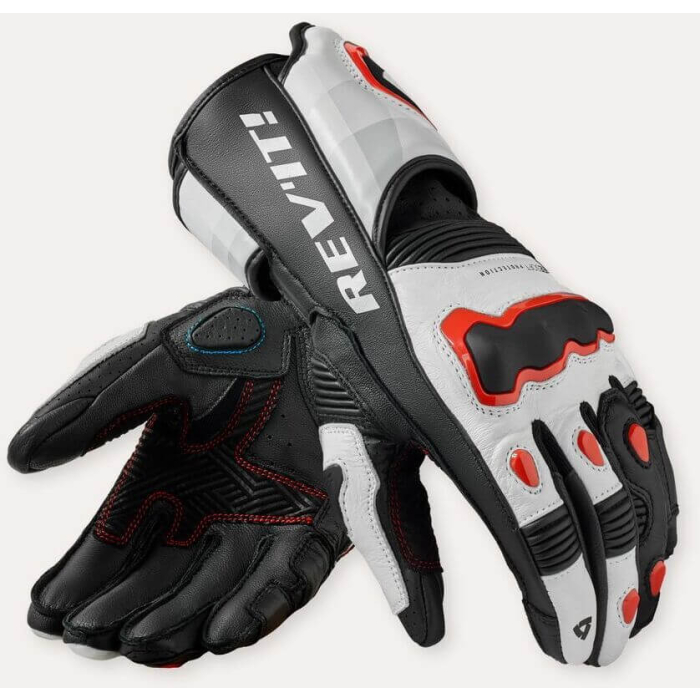 REV'IT Quantum 3 Gloves White/Neon Red